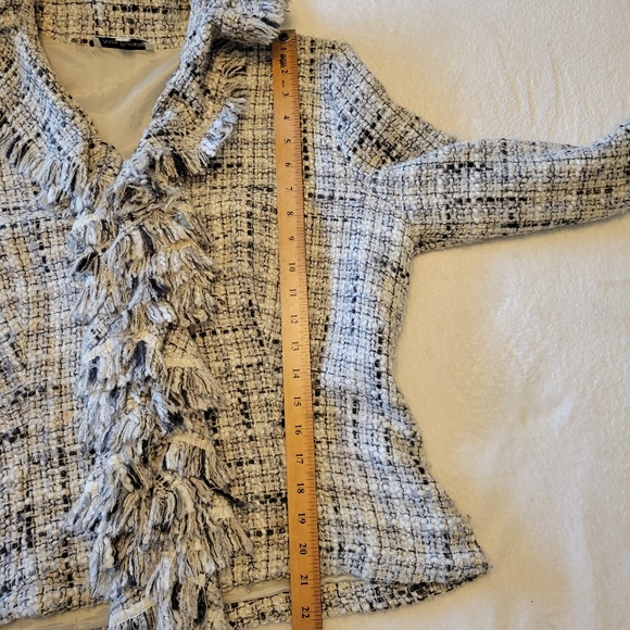Anne Fontaine Jacket Tweed Fringe Glam Ruffle Cuff Sunny Afghan - Picture 14 of 16